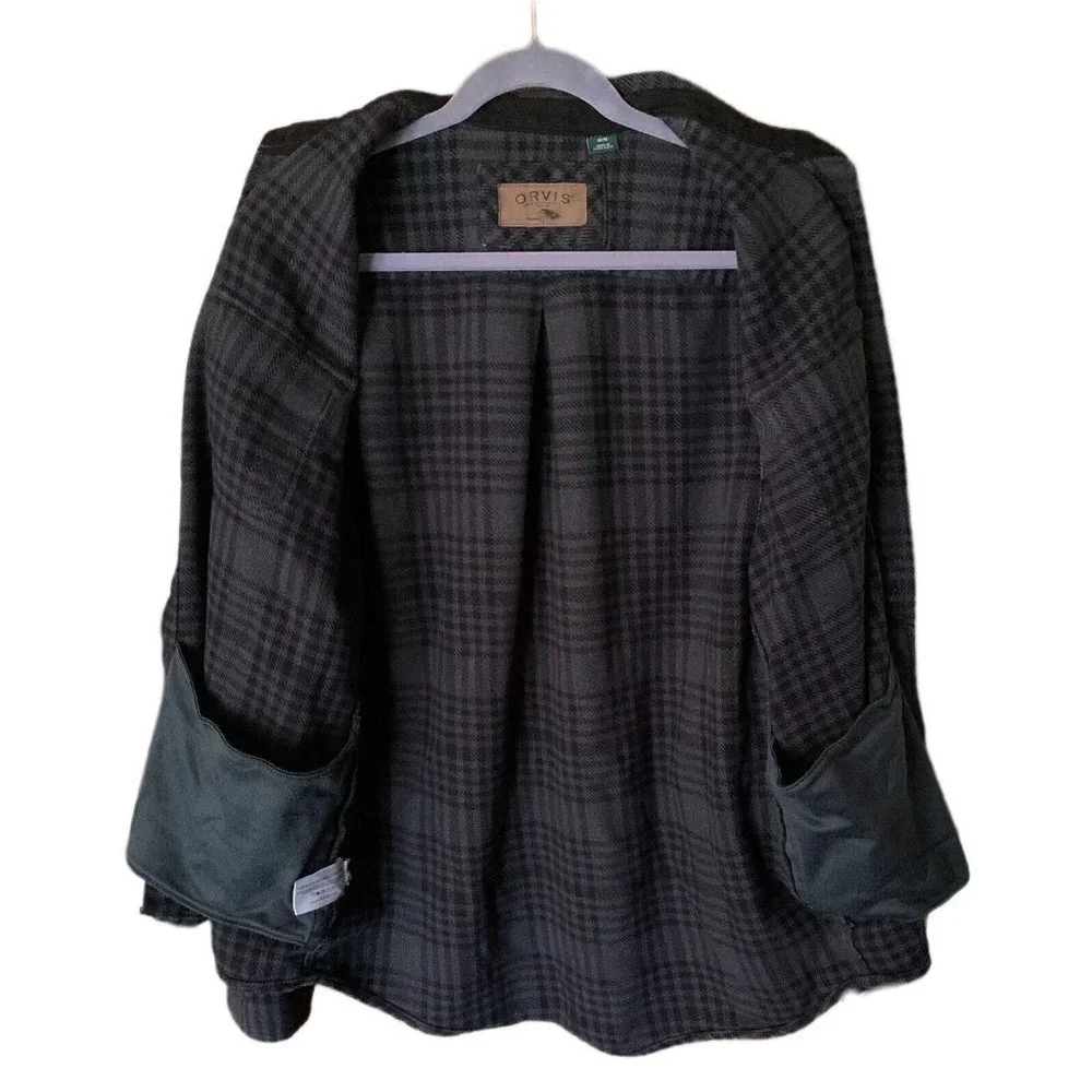 Orvis Heavyweight Big Bear Brushed Flannel Black/Gray Plaid Shirt 1312417 M - Picture 4 of 6